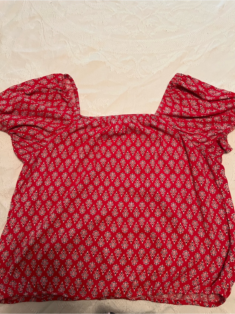 Maurices Coral Floral Smocked Waist Top
